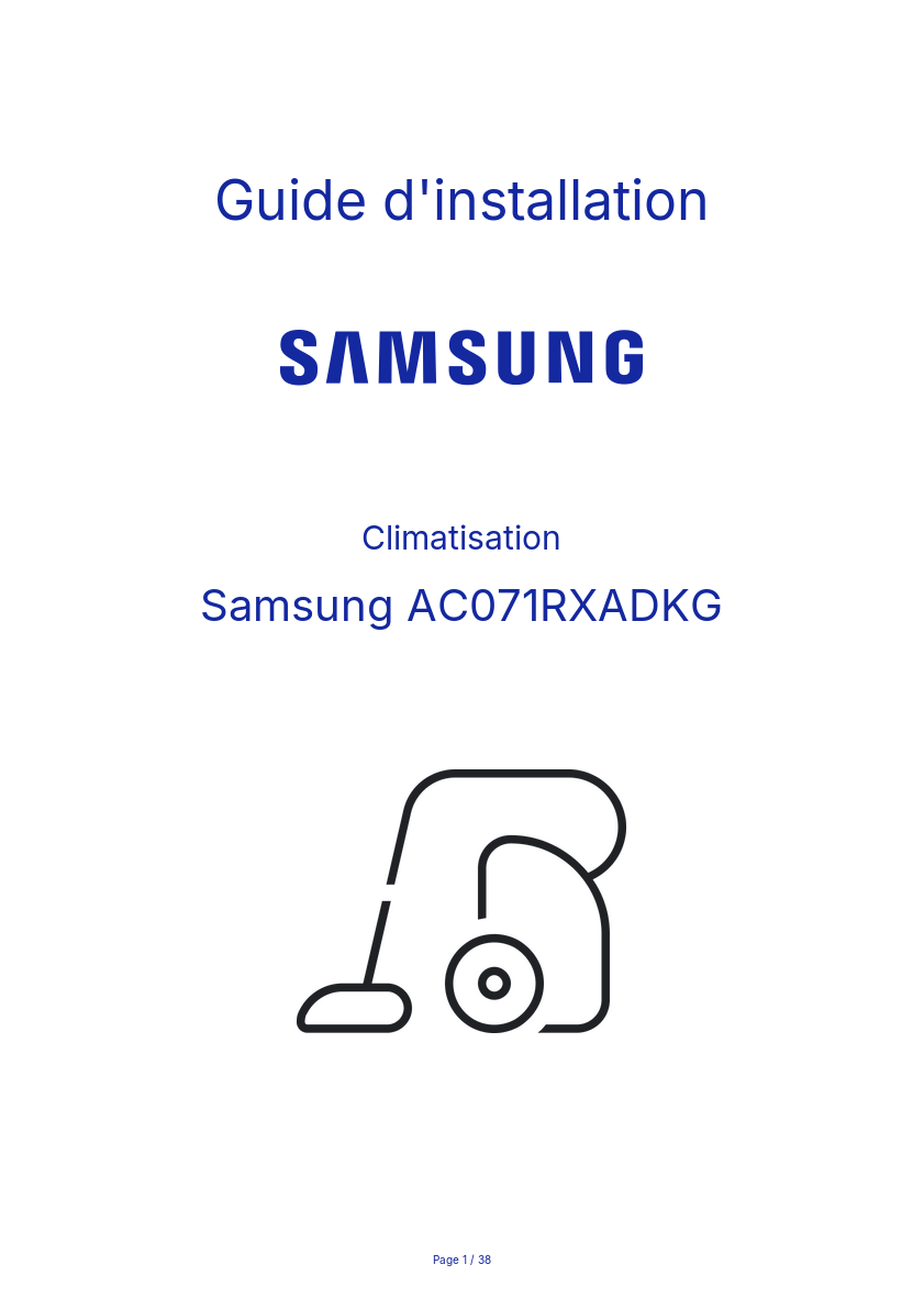 Page n°1 - Guide d'installation Samsung AC071RXADKG