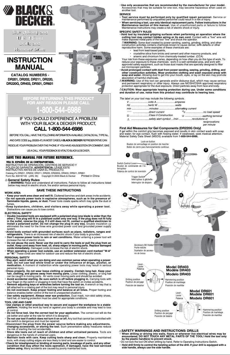 Page n°1 - Manuel utilisateur Black & Decker DR501