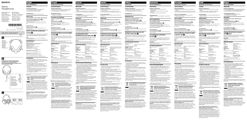 Página 1 del manual Manual de usuario Sony MDR-MA102TV