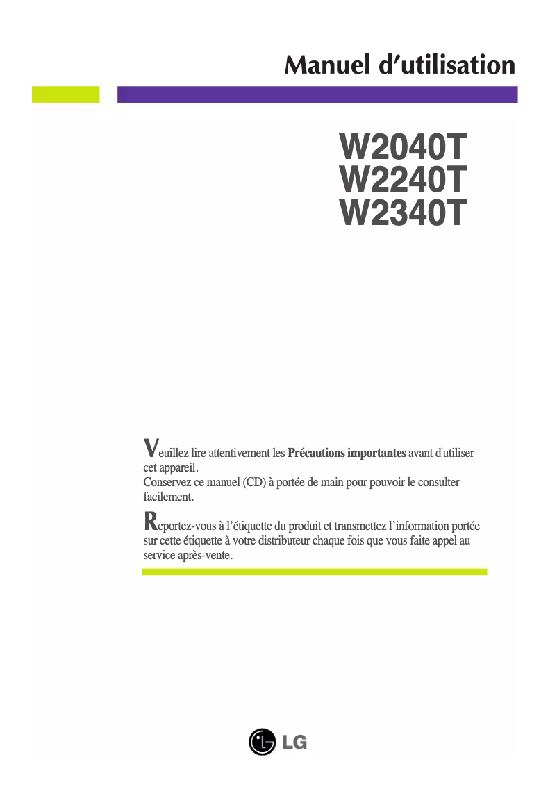 Página 1 del manual Manual de usuario LG W2340T