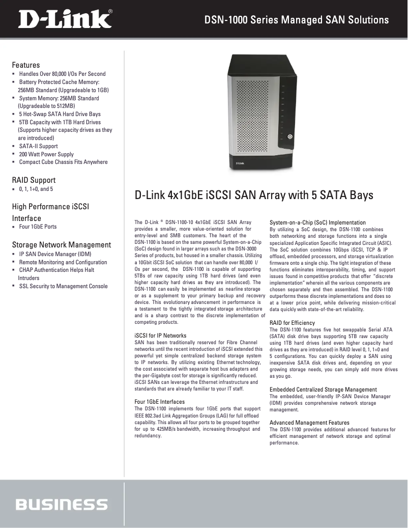 Page n°1 - Fiche technique D-Link DSN-1100