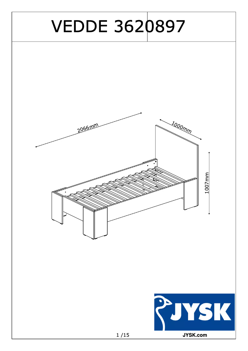 Page n°1 - Manuel utilisateur JYSK Vedde (90x200)