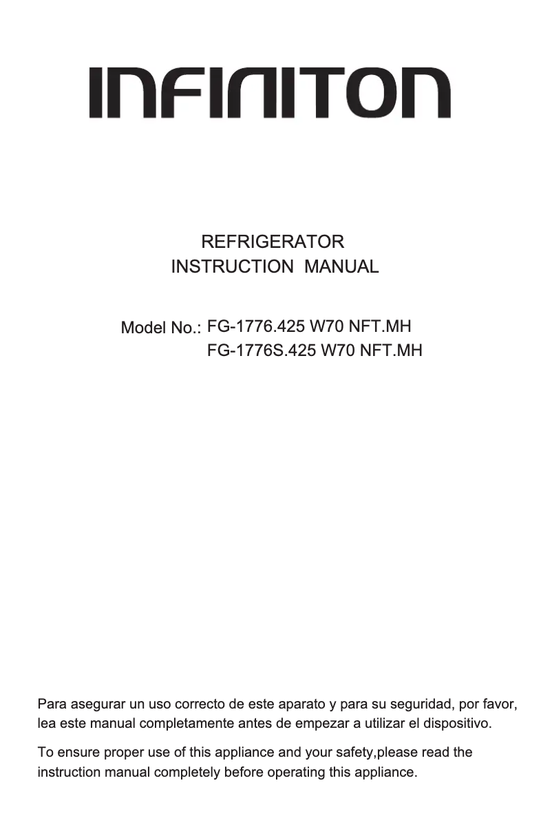 Page 1 de la notice Manuel utilisateur Infiniton FG-1776.425 W70 NFT.MH