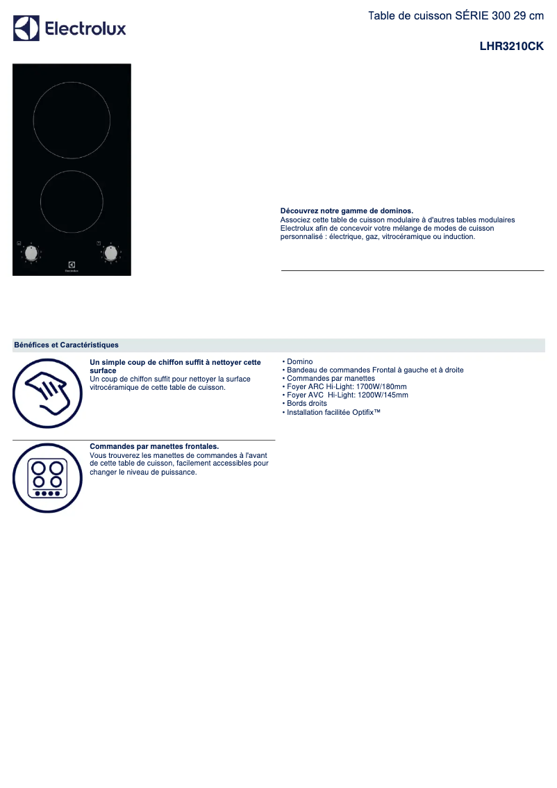 Page n°1 - Fiche technique Electrolux LHR3210CK