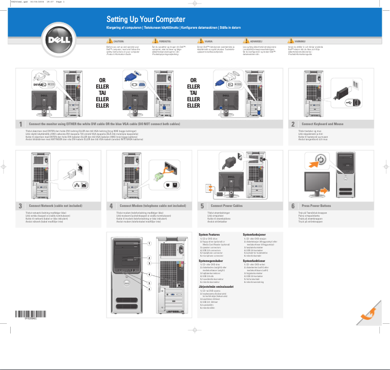 Page n°1 - Guide d'installation Dell Dimension 9200