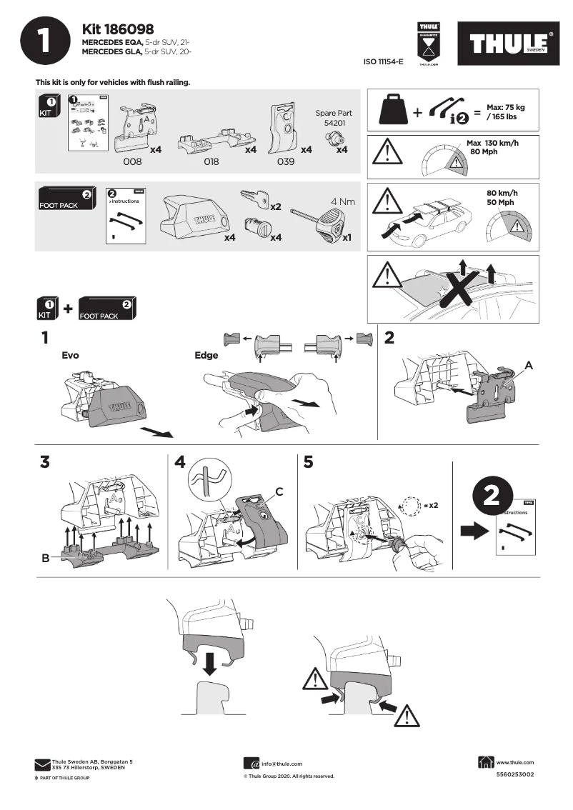 Page 1 de la notice Manuel utilisateur Thule Kit 186098