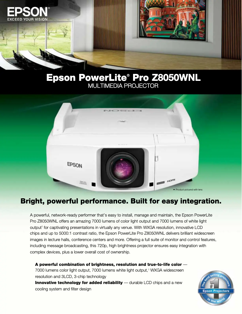 Page 1 de la notice Brochure Epson PowerLite Pro Z8050WNL