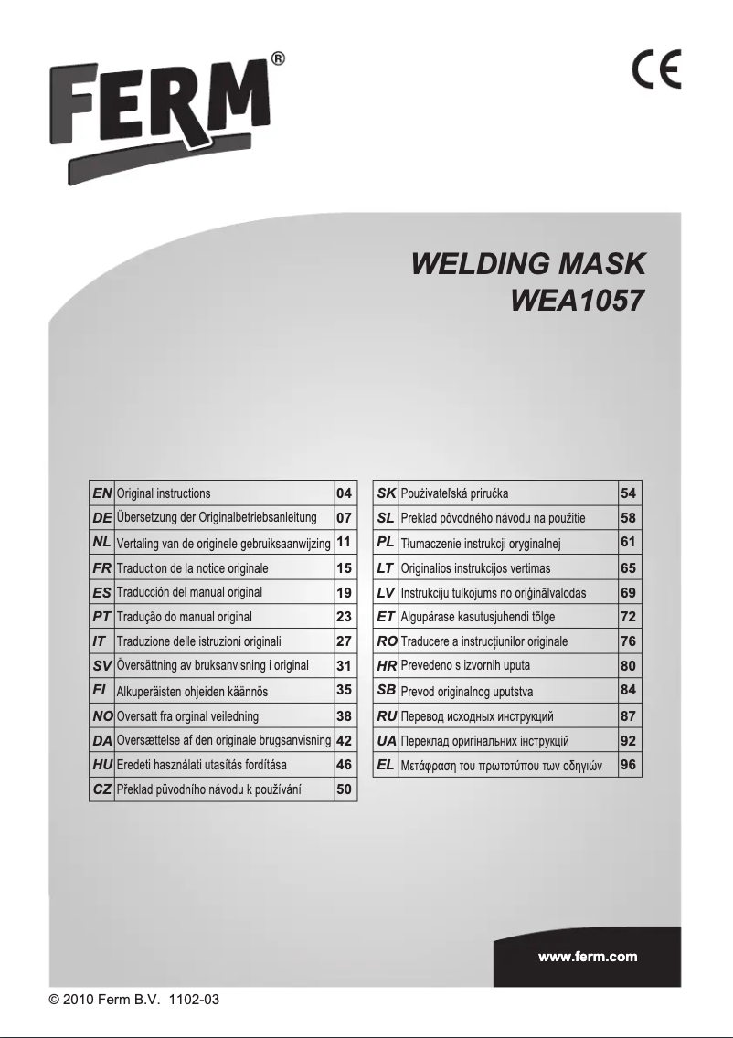 Page 1 de la notice Manuel utilisateur Ferm WEA1057