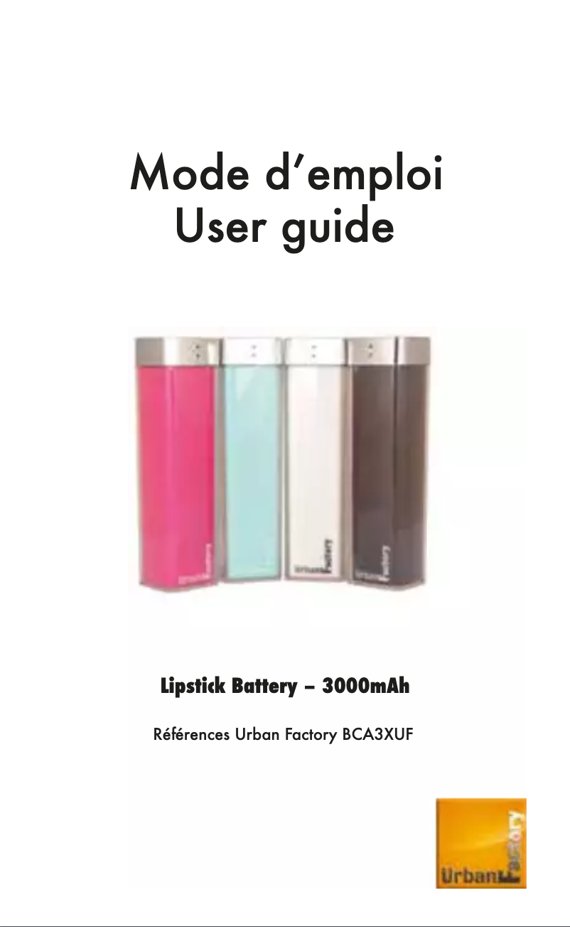 Page 1 de la notice Manuel utilisateur Urban Factory BCA30UF