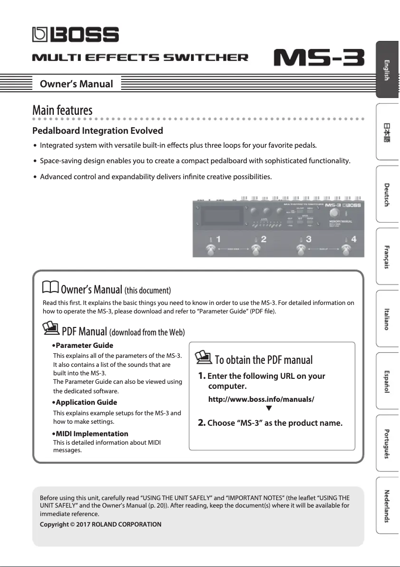 First page image of the manual for MS-3
