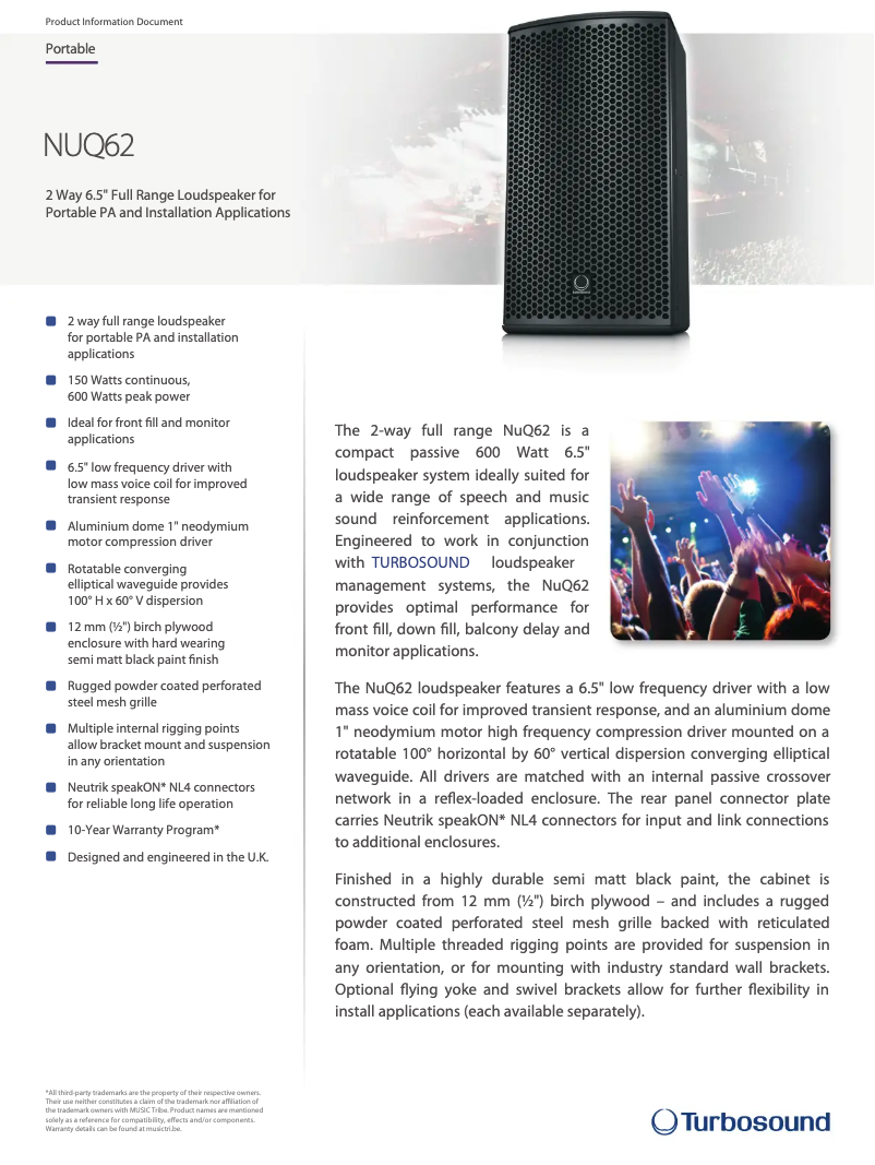 Page n°1 - Fiche technique Turbosound NuQ62