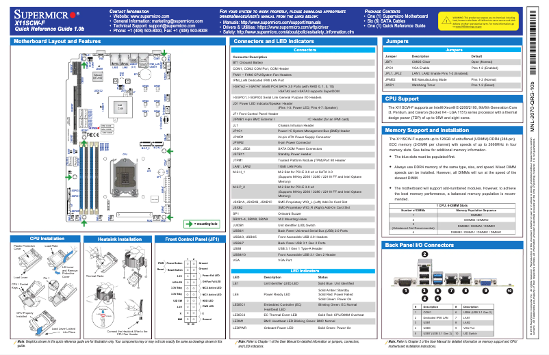 Image de la première page du manuel de l'appareil X11SCW-F