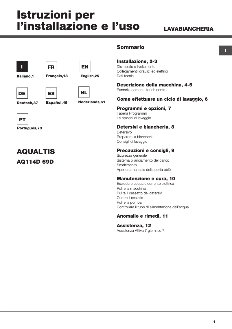Image de la première page du manuel de l'appareil AQ114D 69D EU/A
