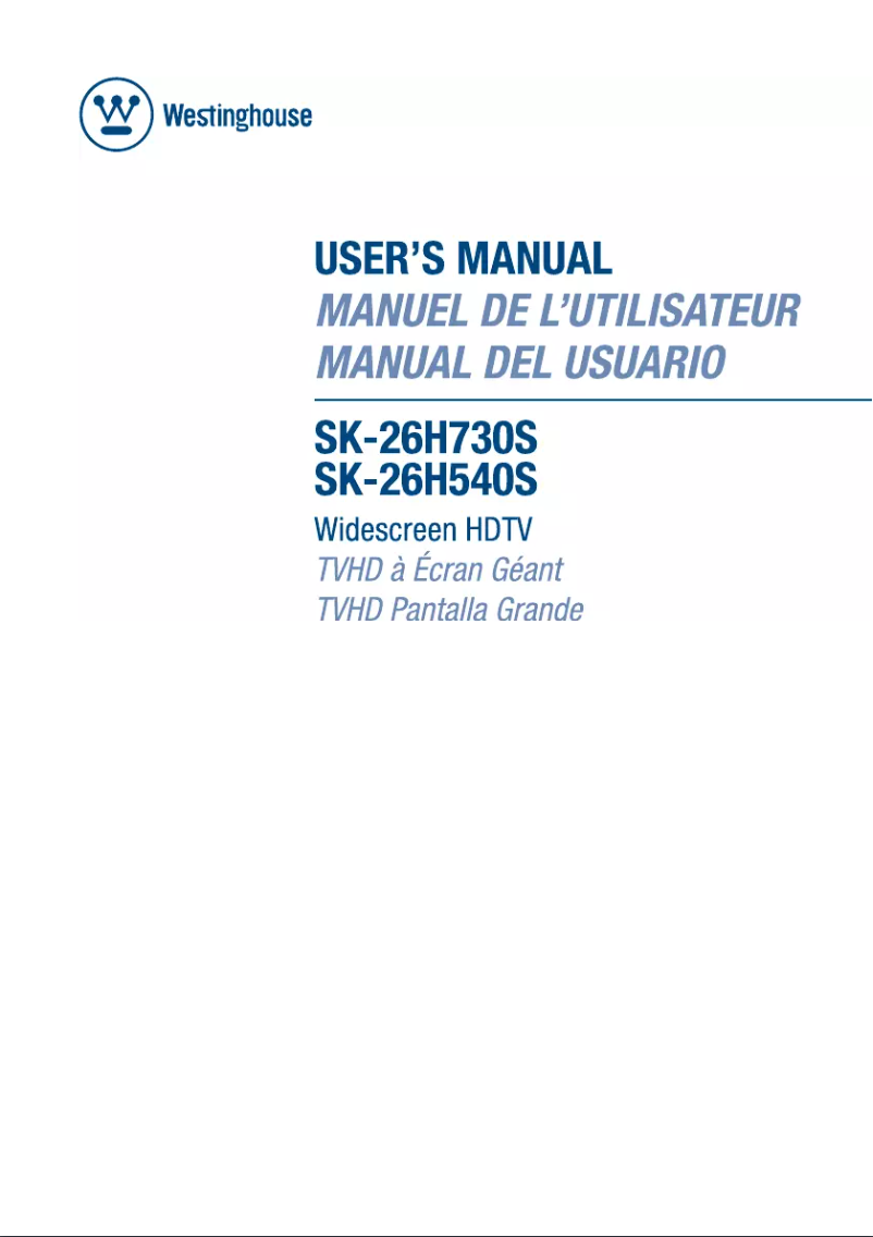 Page n°1 - Manuel utilisateur Westinghouse SK-26H540S