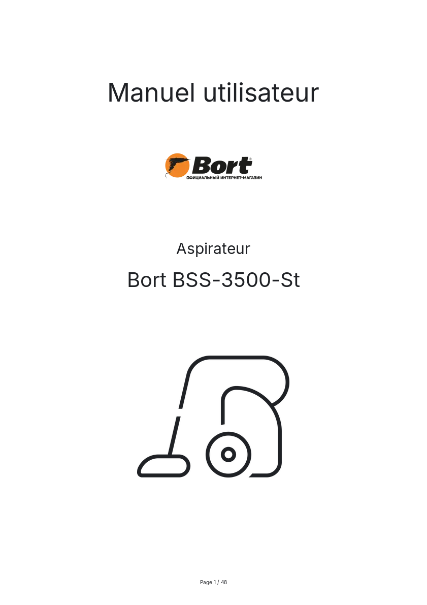 Page n°1 - Manuel utilisateur Bort BSS-3500-St