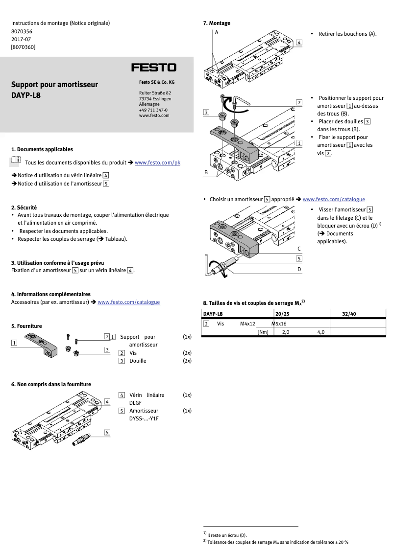 Page n°1 - Manuel utilisateur Festo DAYP-L8-32