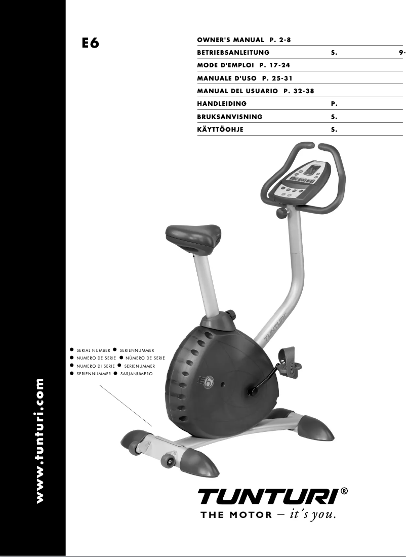 Page n°1 - Manuel utilisateur Tunturi E6