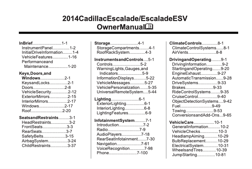 Page 1 of the manual User Manual Cadillac Eldorado (1995)