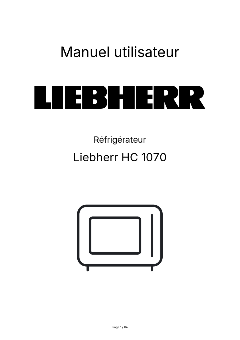 Page n°1 - Manuel utilisateur Liebherr HC 1070
