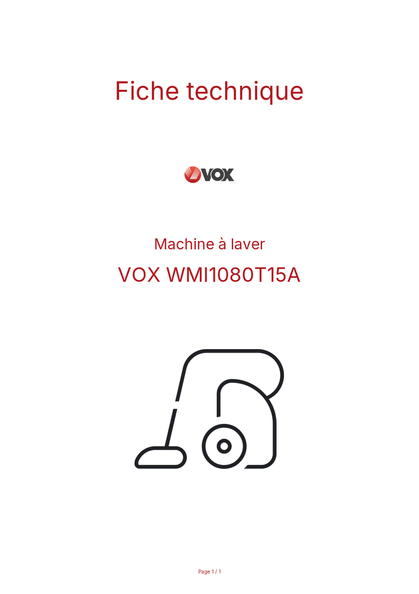Image de la première page du manuel de l'appareil WMI1080T15A