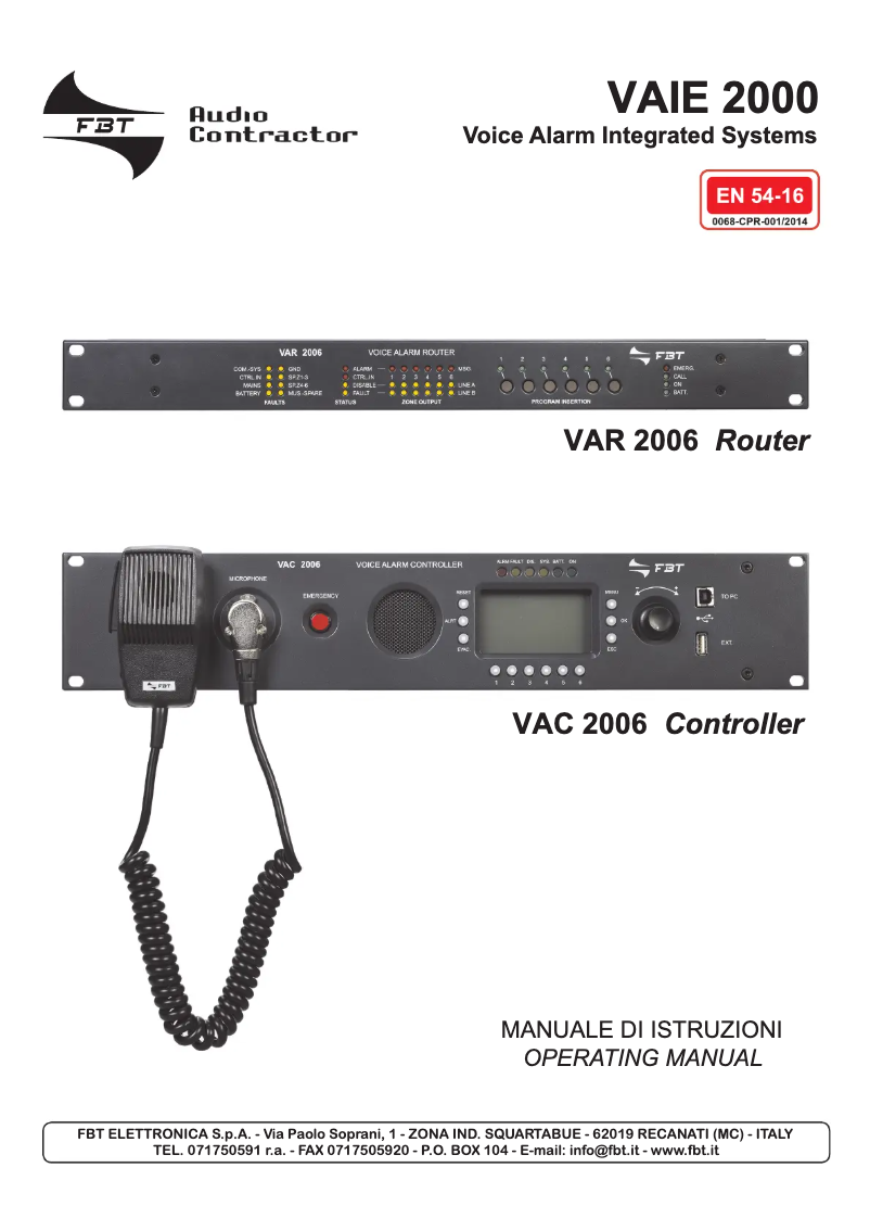 Page n°1 - Manuel utilisateur FBT VAC 2006