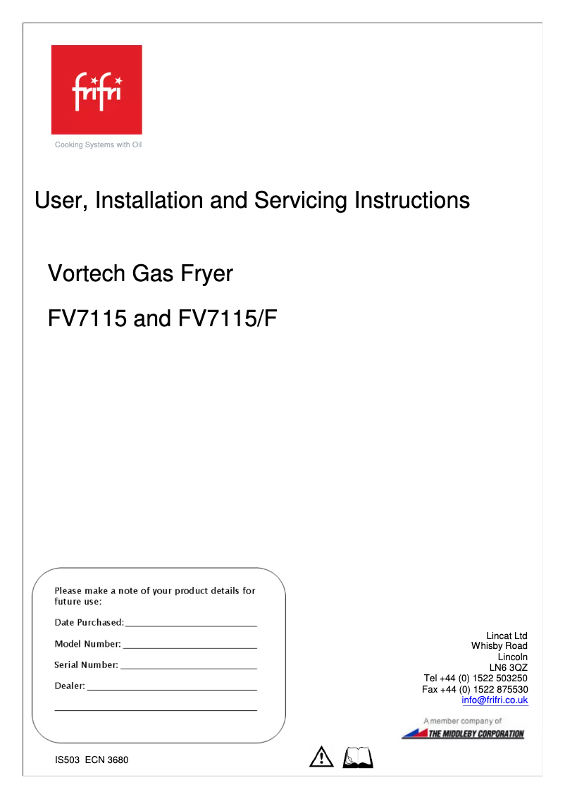 Page 1 de la notice Manuel utilisateur Frifri Vortech FV7115