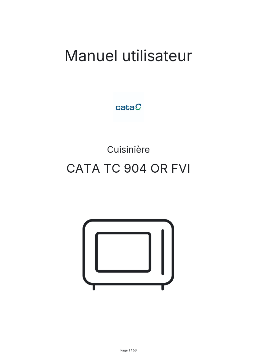 Page n°1 - Manuel utilisateur CATA TC 904 OR FVI