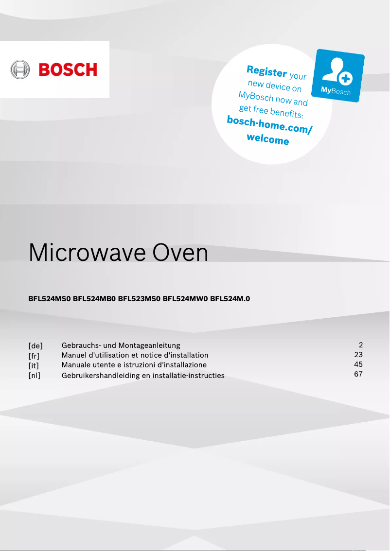 Page 1 de la notice Manuel utilisateur Bosch BFL524MB0