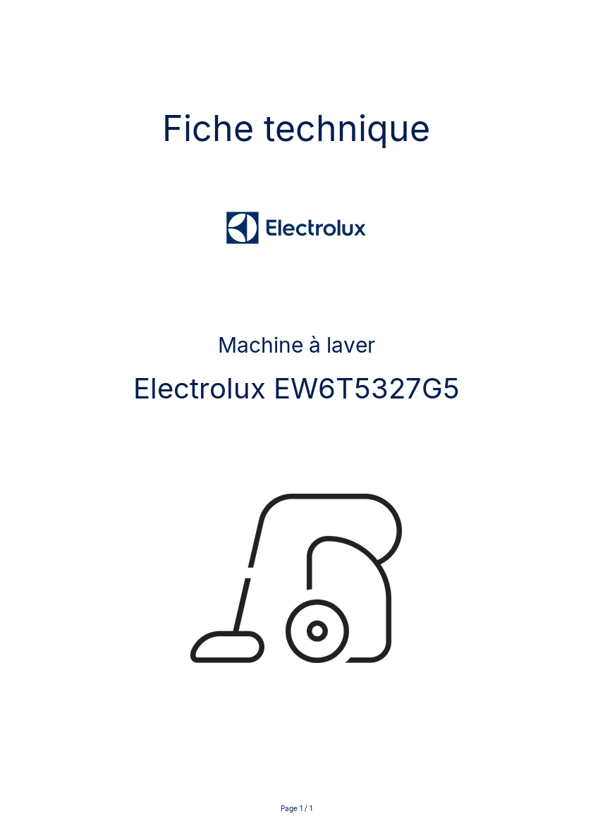 Page n°1 - Fiche technique Electrolux EW6T5327G5