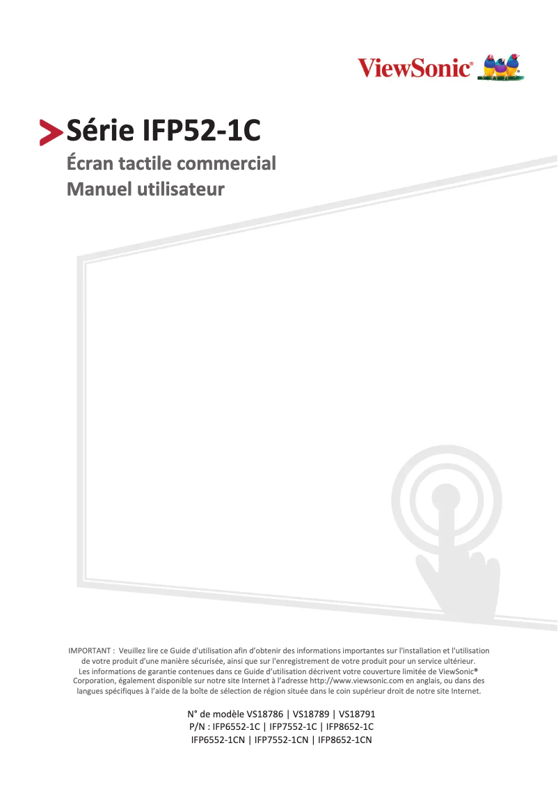 Page 1 de la notice Manuel utilisateur Viewsonic ViewBoard 6552-1C