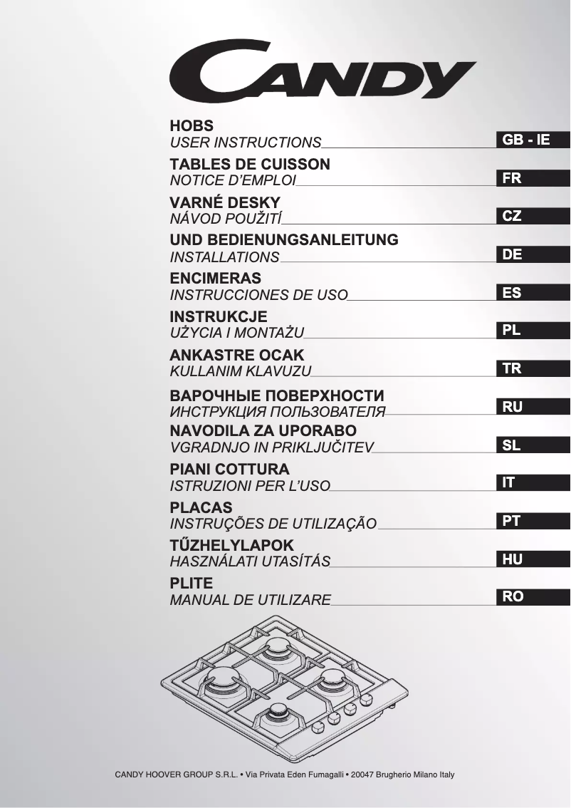 Page 1 de la notice Manuel utilisateur Candy CLGC64SPTF/1