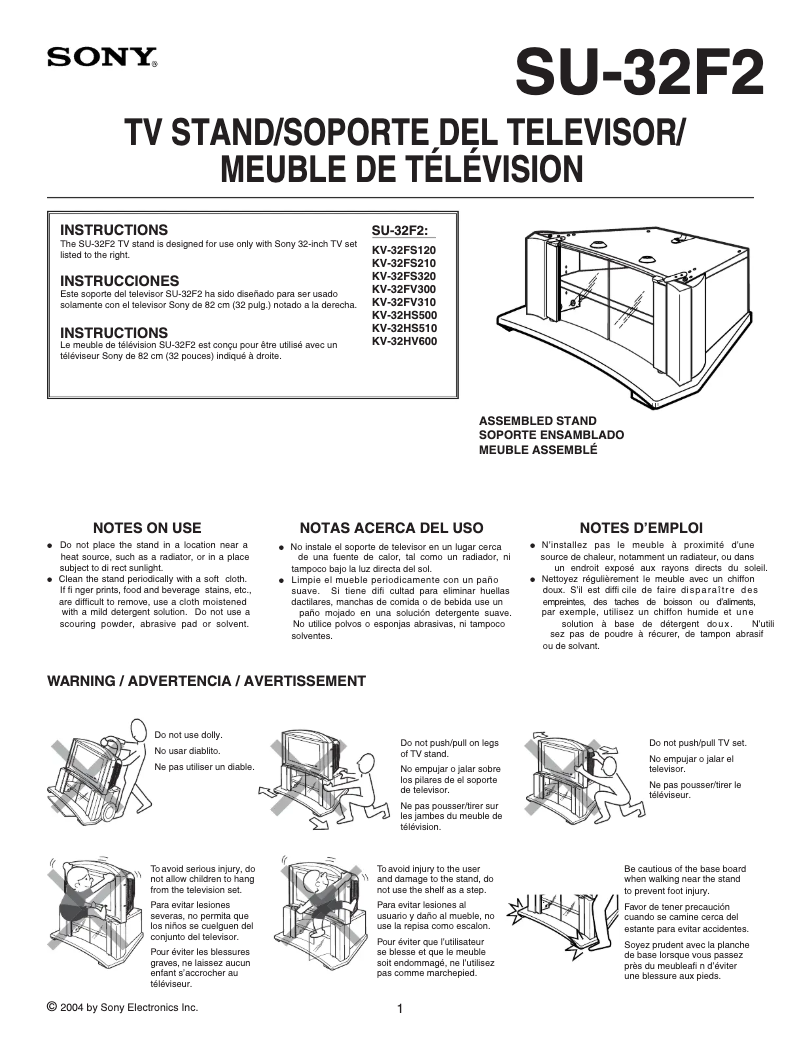 Image de la première page du manuel de l'appareil KV-32HS510