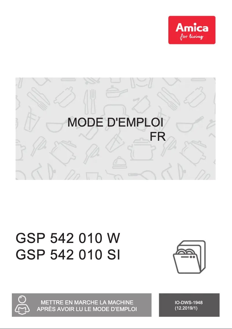 Page 1 de la notice Manuel utilisateur Amica GSP 542 010-1 W