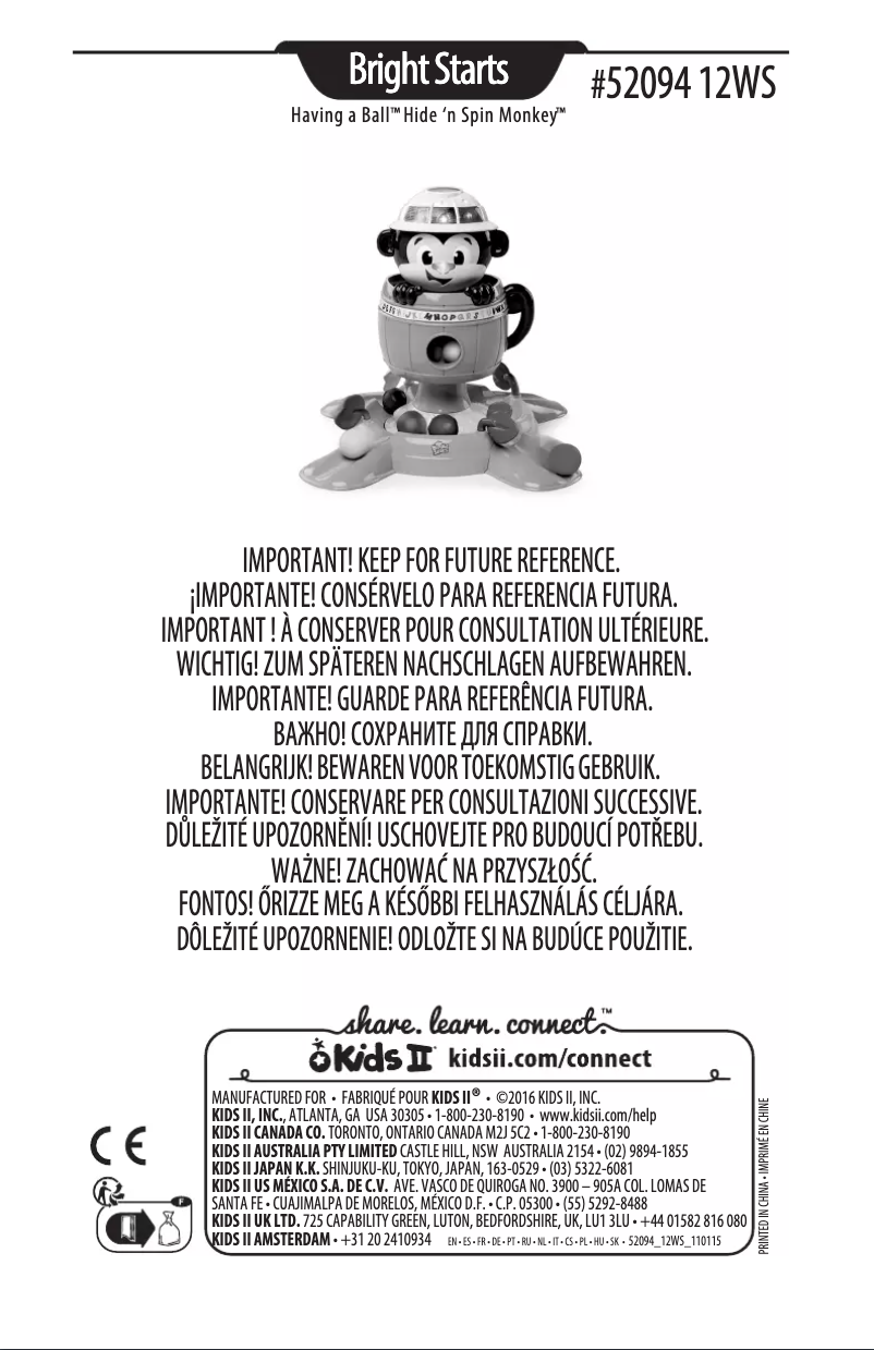 Imagen de la primera página del manual del dispositivo Hide 'n Spin Monkey