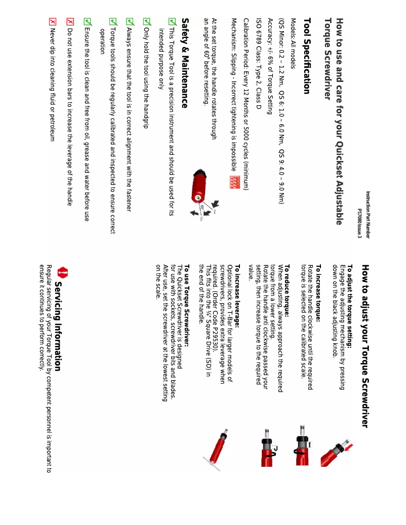 Page n°1 - Manuel utilisateur Gedore Quickset Minor Metric FH