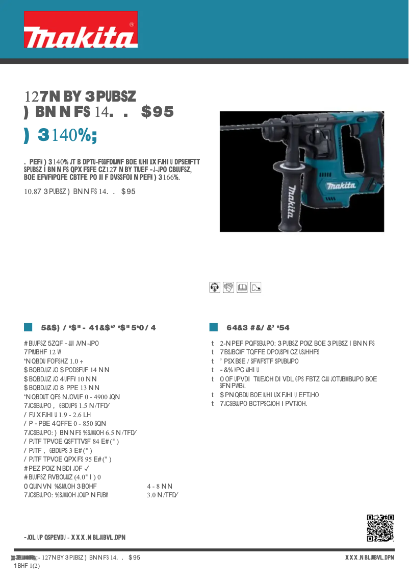 Page 1 de la notice Fiche technique Makita HR140DZ