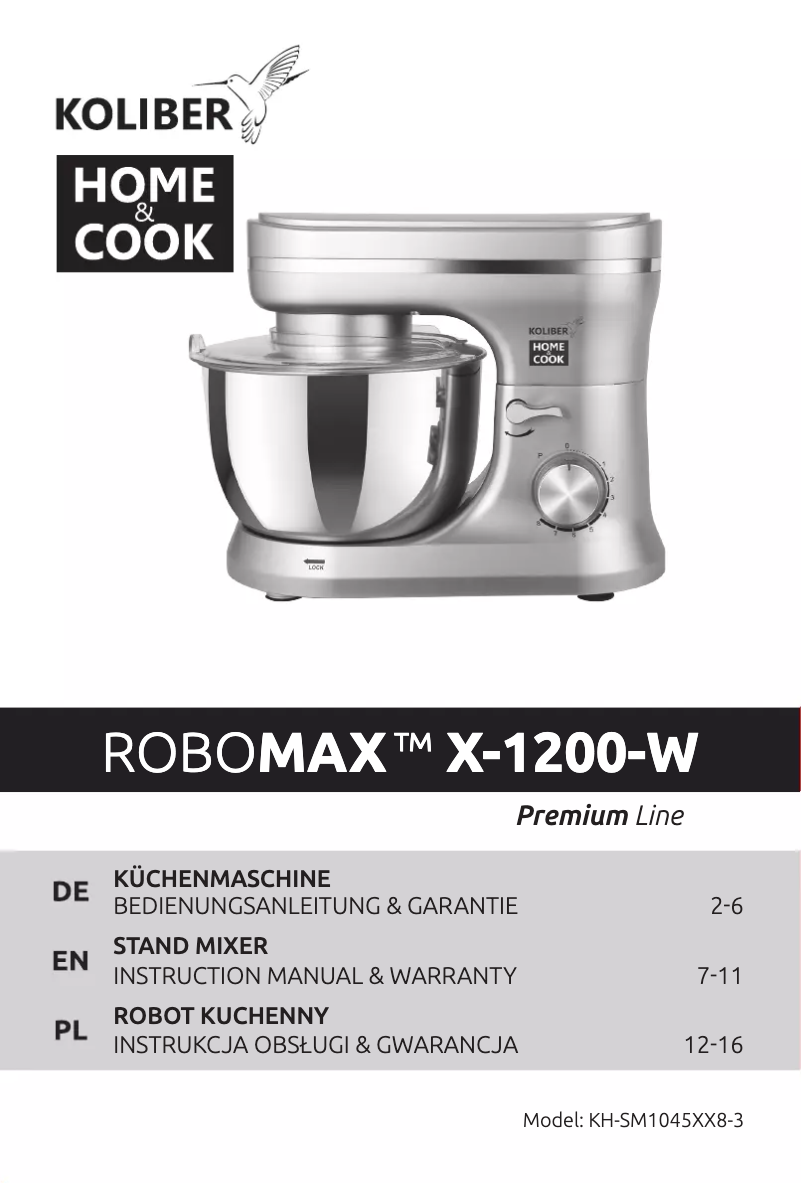 Image de la première page du manuel de l'appareil ROBOMAX X-1200-W