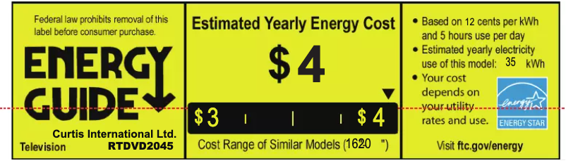Page 1 de la notice Label énergétique RCA RTDVD2045