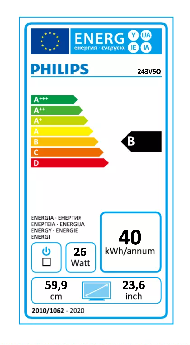 Página 1 del manual Etiqueta energética Philips 243V5QHAB
