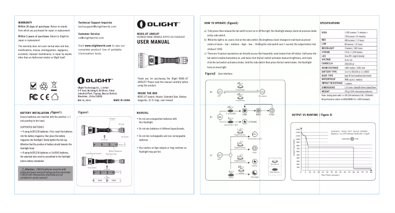 Page n°1 - Manuel utilisateur Olight M3XS-UT JAVELOT