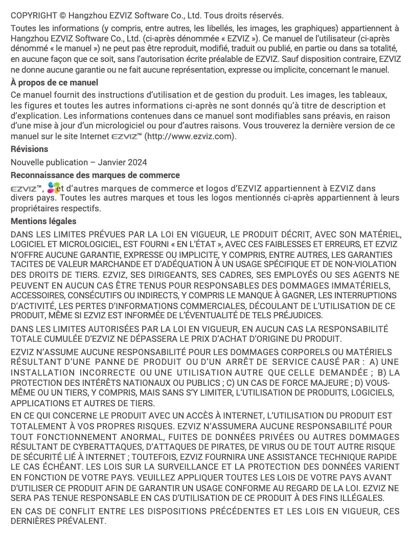 Page 1 de la notice Manuel utilisateur EZVIZ C7 Dual