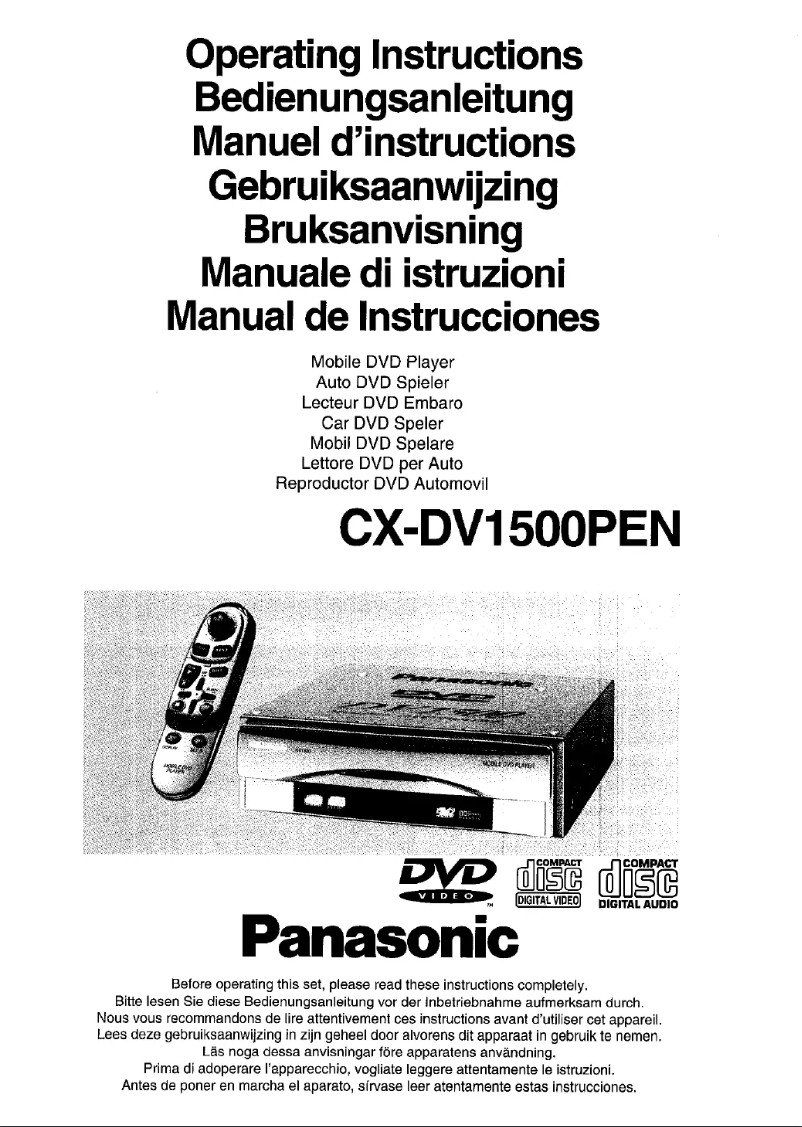 Image de la première page du manuel de l'appareil CXDV1500P