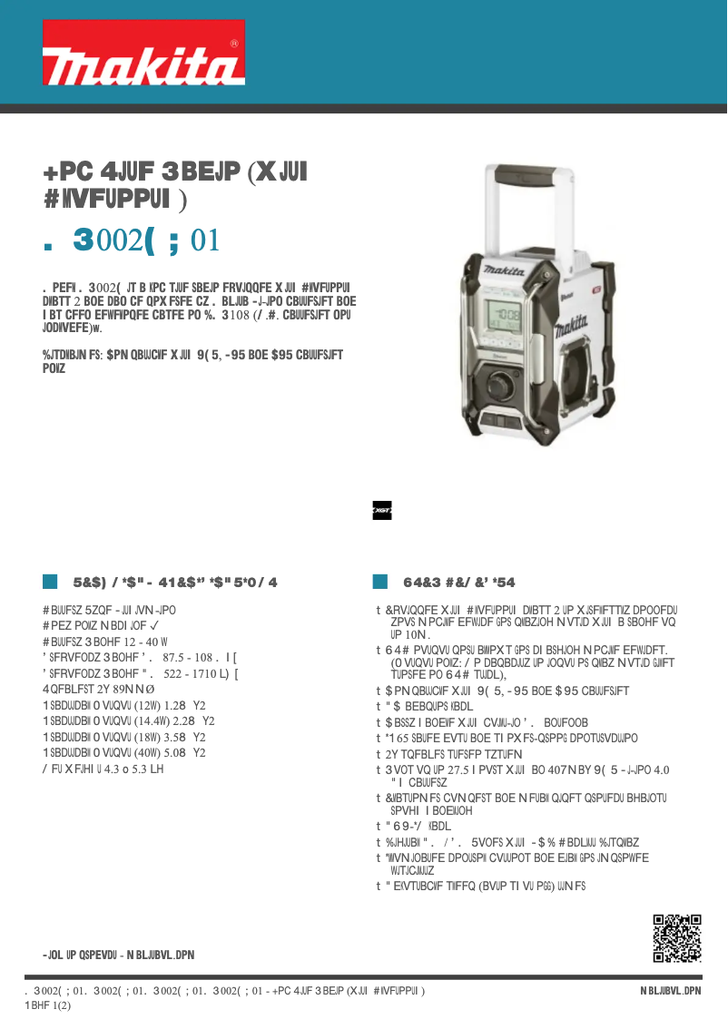 Page n°1 - Fiche technique Makita MR002GZ01