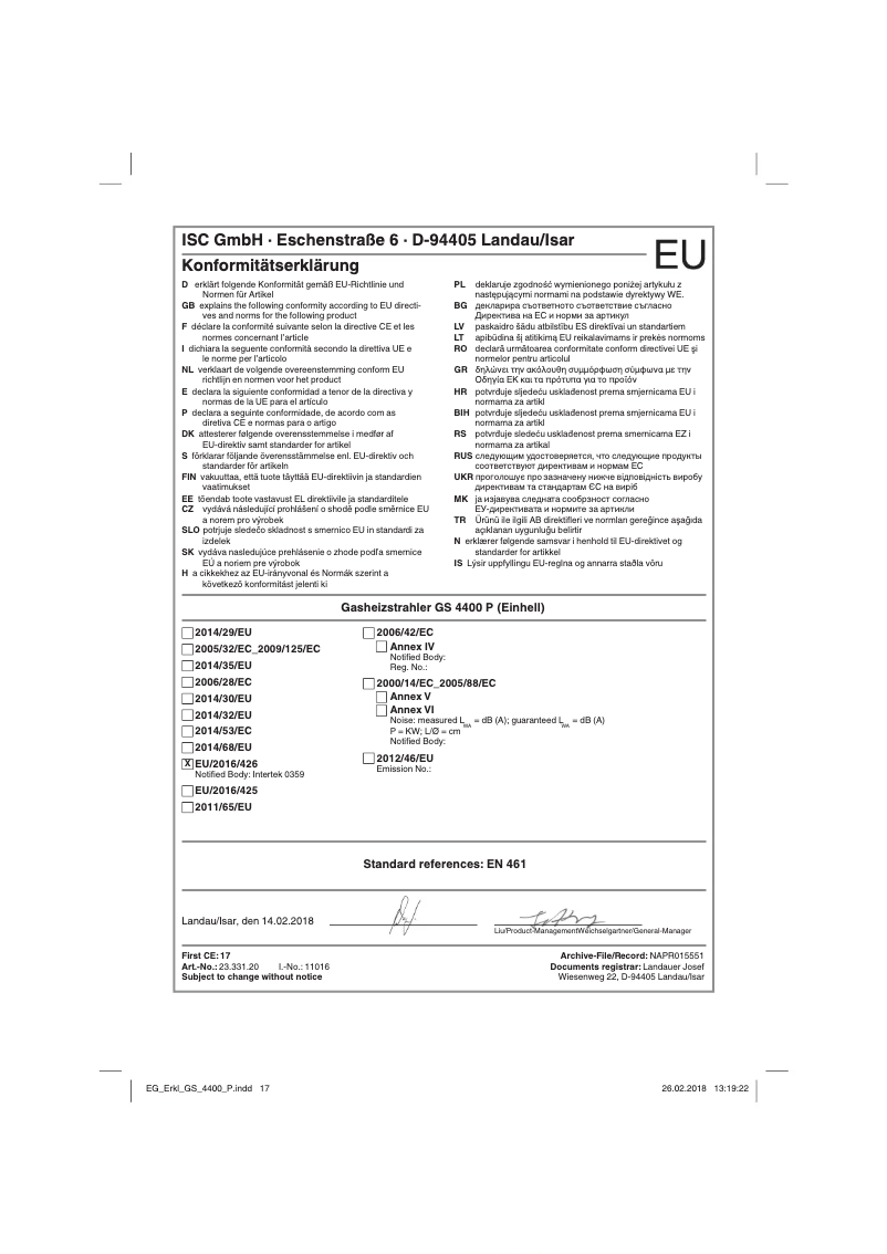 Image de la première page du manuel de l'appareil GS 4400 P