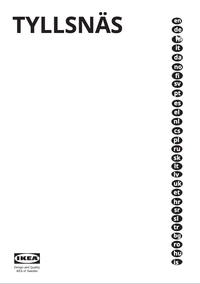 Page 1 de la notice Manuel utilisateur Ikea TYLLSNÄS 405.728.46