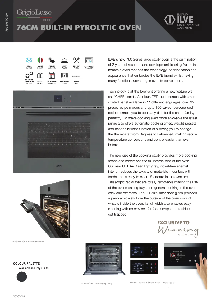 Page n°1 - Fiche technique Ilve 760SPYTCGV