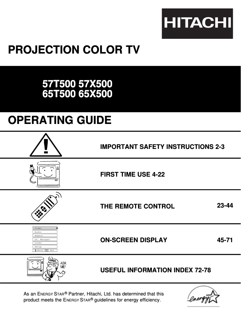 Page 1 de la notice Manuel utilisateur Hitachi 65S500