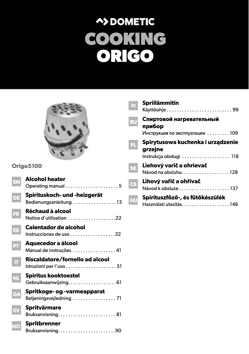 Page 1 de la notice Manuel utilisateur Dometic Origo 5100