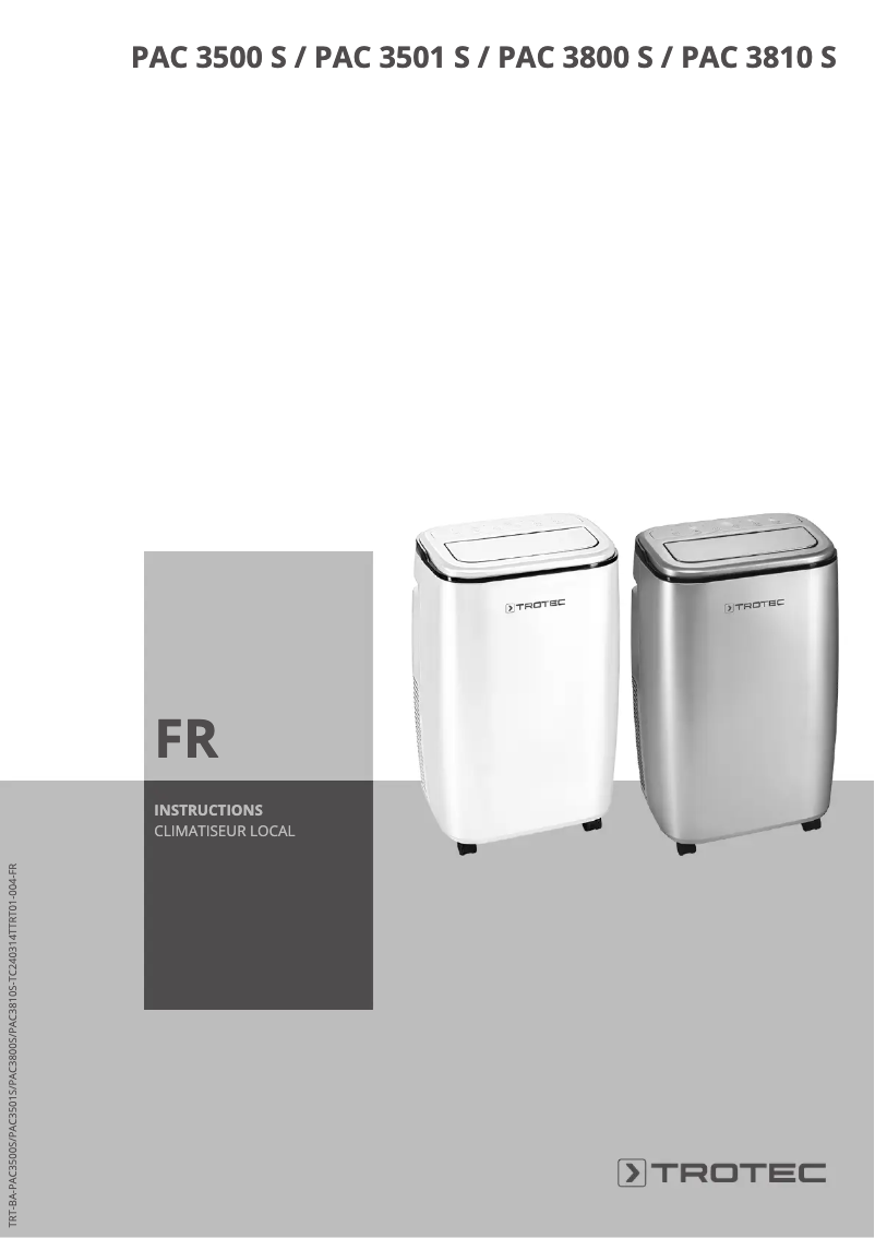 Page n°1 - Manuel utilisateur Trotec PAC 3800 S