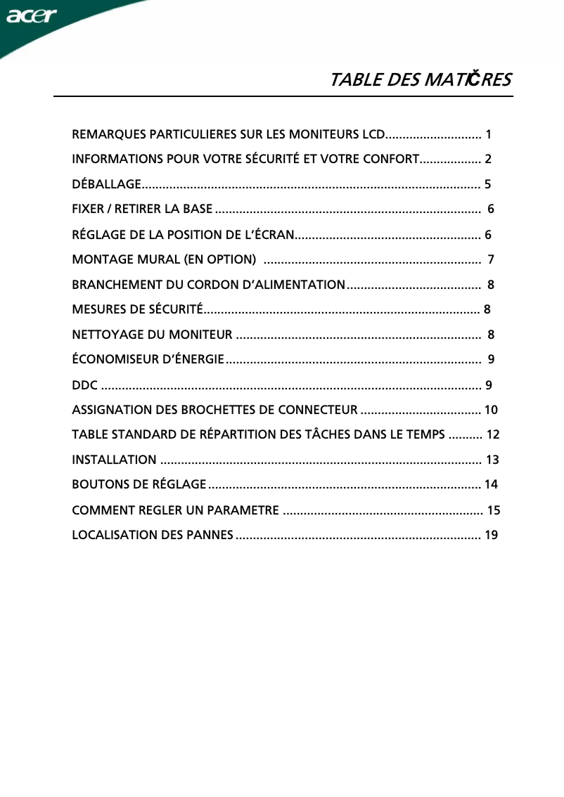 Página 1 del manual Manual de usuario Acer X193HQV
